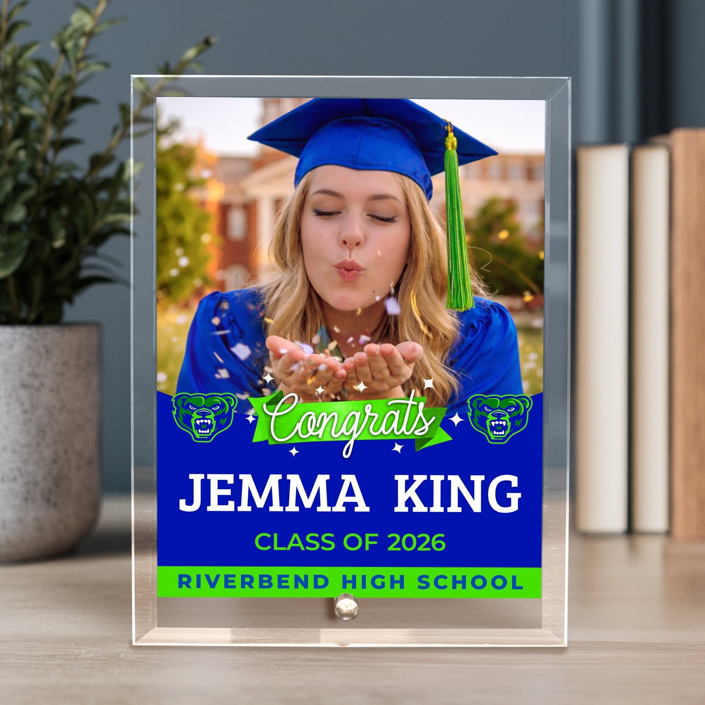 Riverbend High School Glass Plaque Design 6
