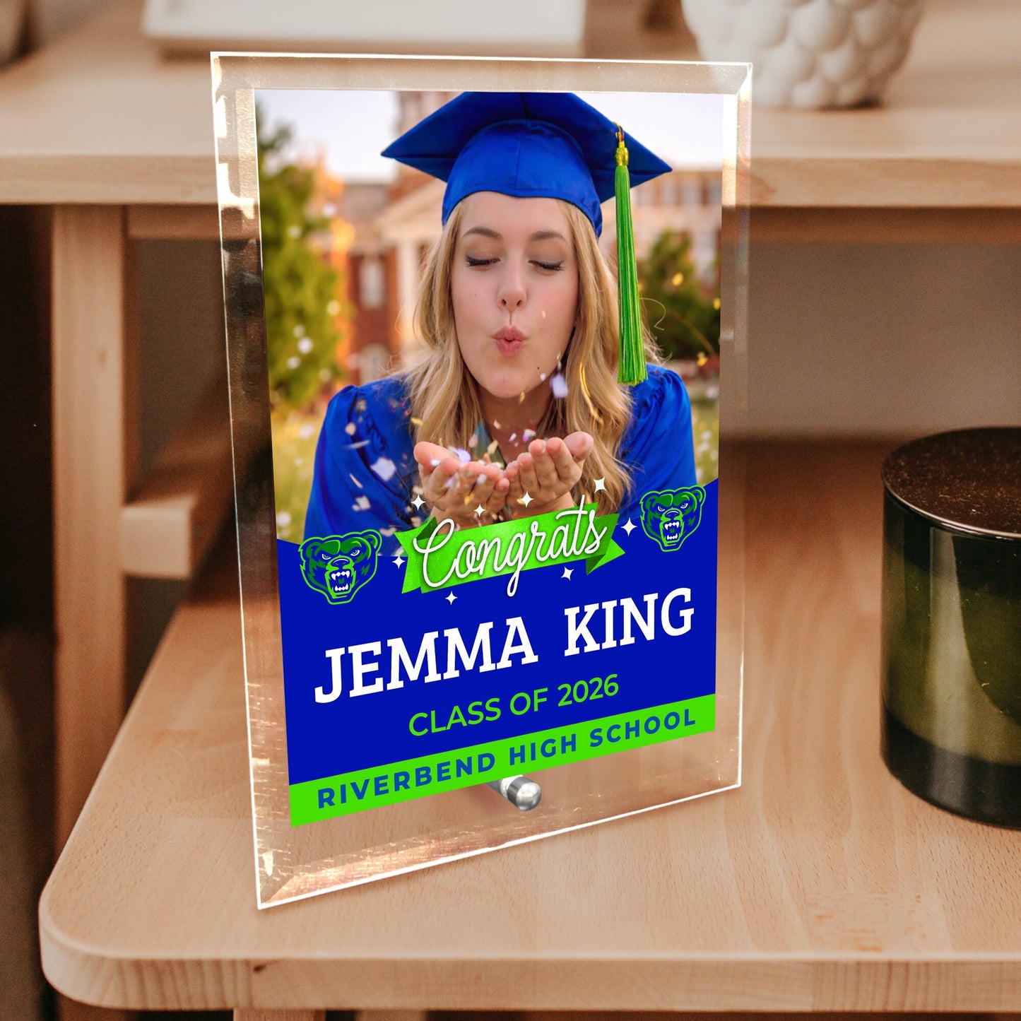 Riverbend High School Glass Plaque Design 6