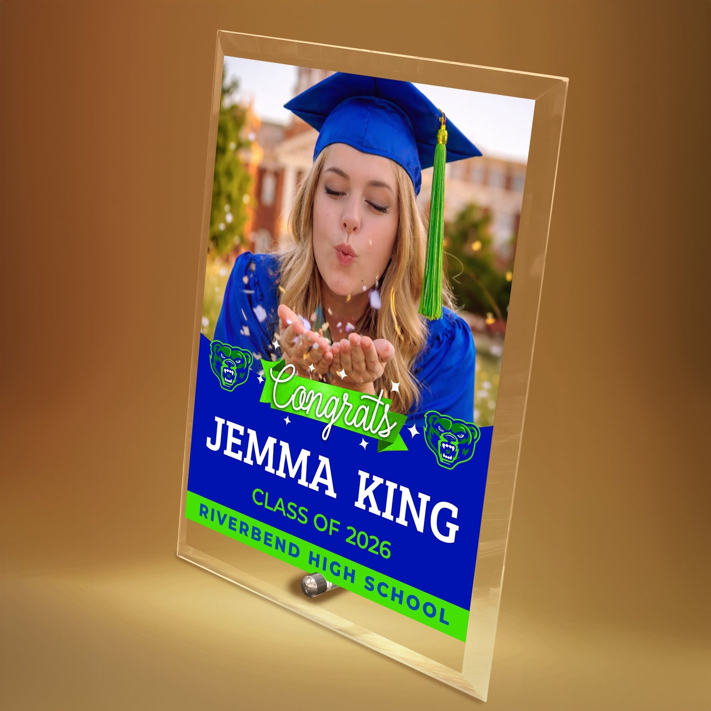Riverbend High School Glass Plaque Design 6