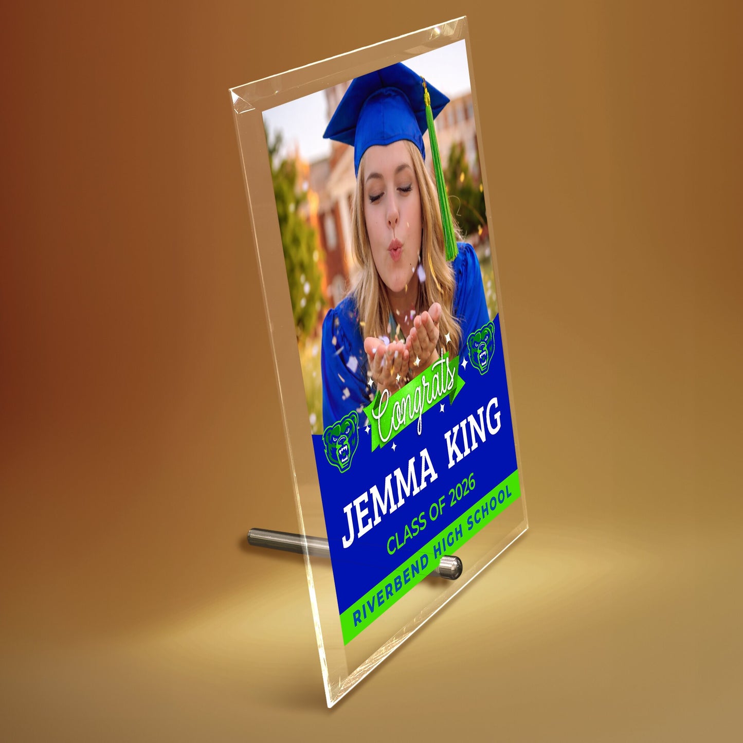Riverbend High School Glass Plaque Design 6
