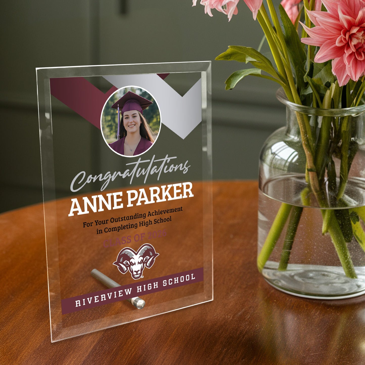 Riverview High School Glass Plaque Design 1
