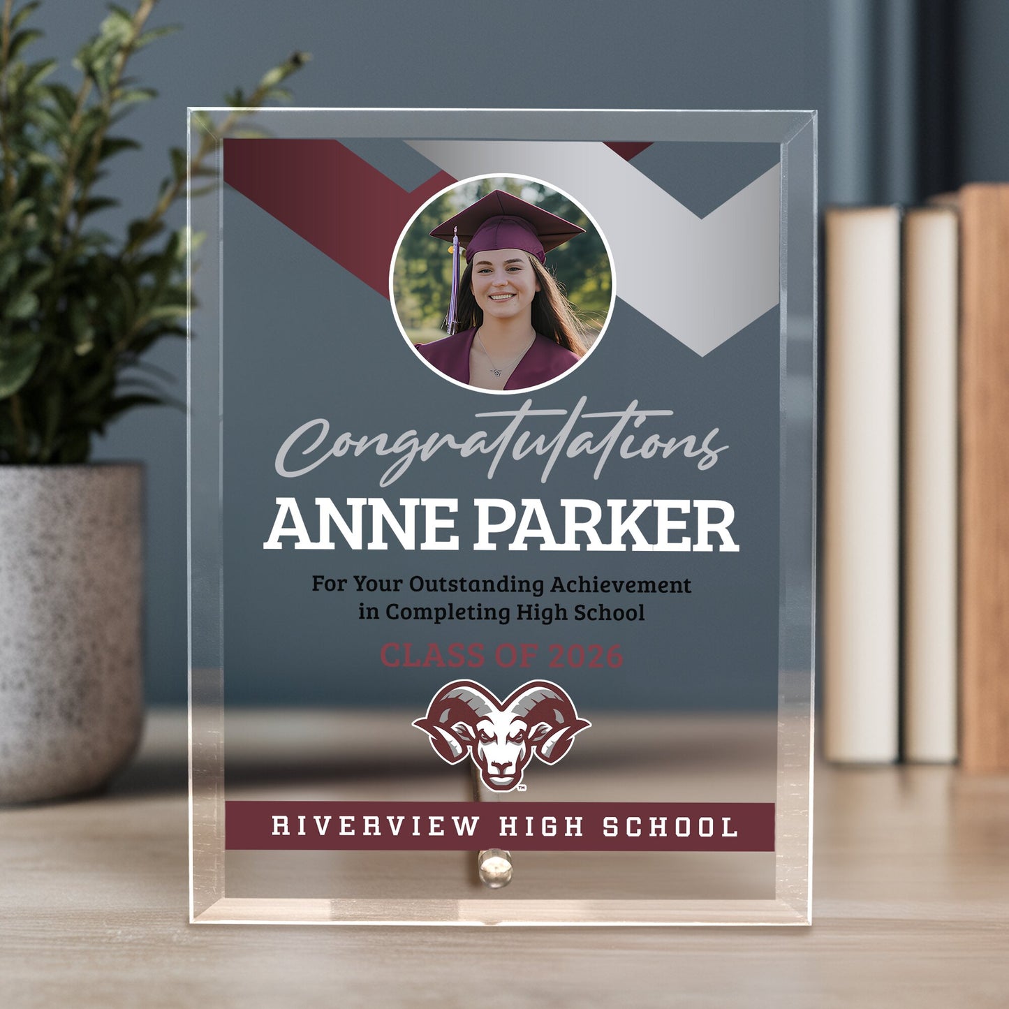 Riverview High School Glass Plaque Design 1