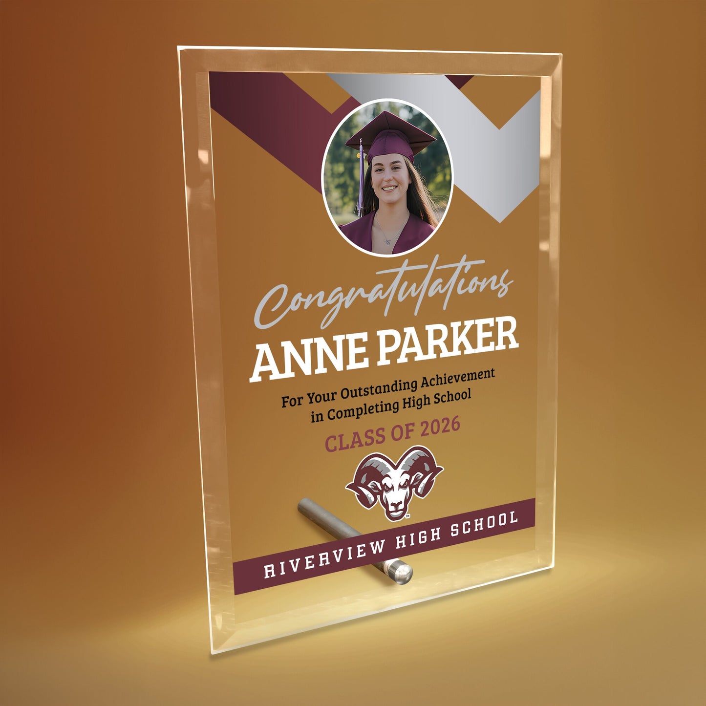 Riverview High School Glass Plaque Design 1