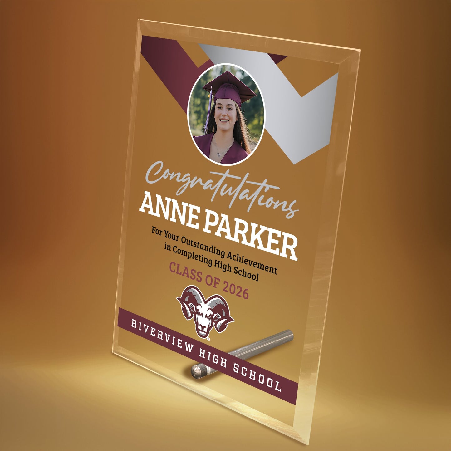 Riverview High School Glass Plaque Design 1