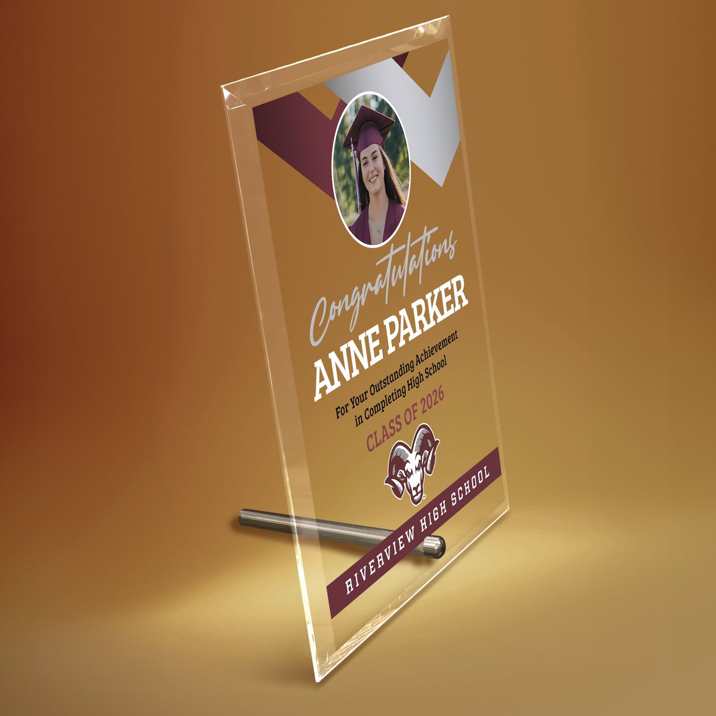 Riverview High School Glass Plaque Design 1