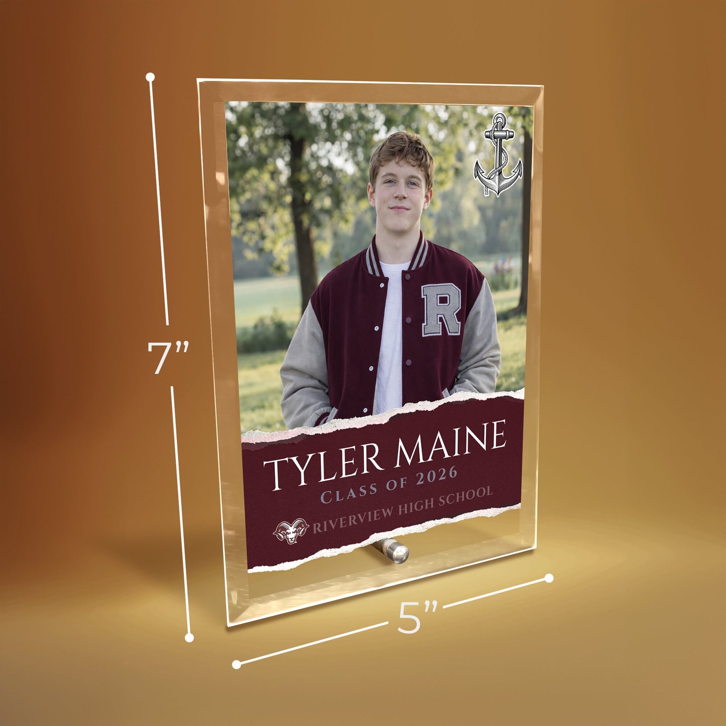 Riverview High School Glass Plaque Design 3
