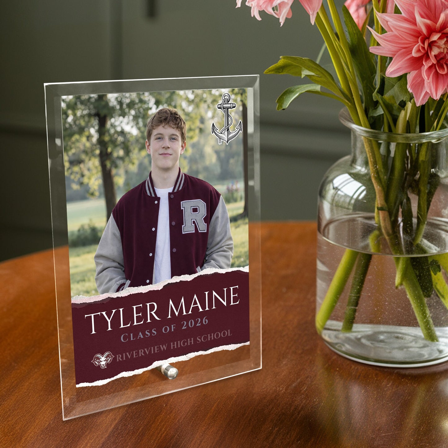 Riverview High School Glass Plaque Design 3