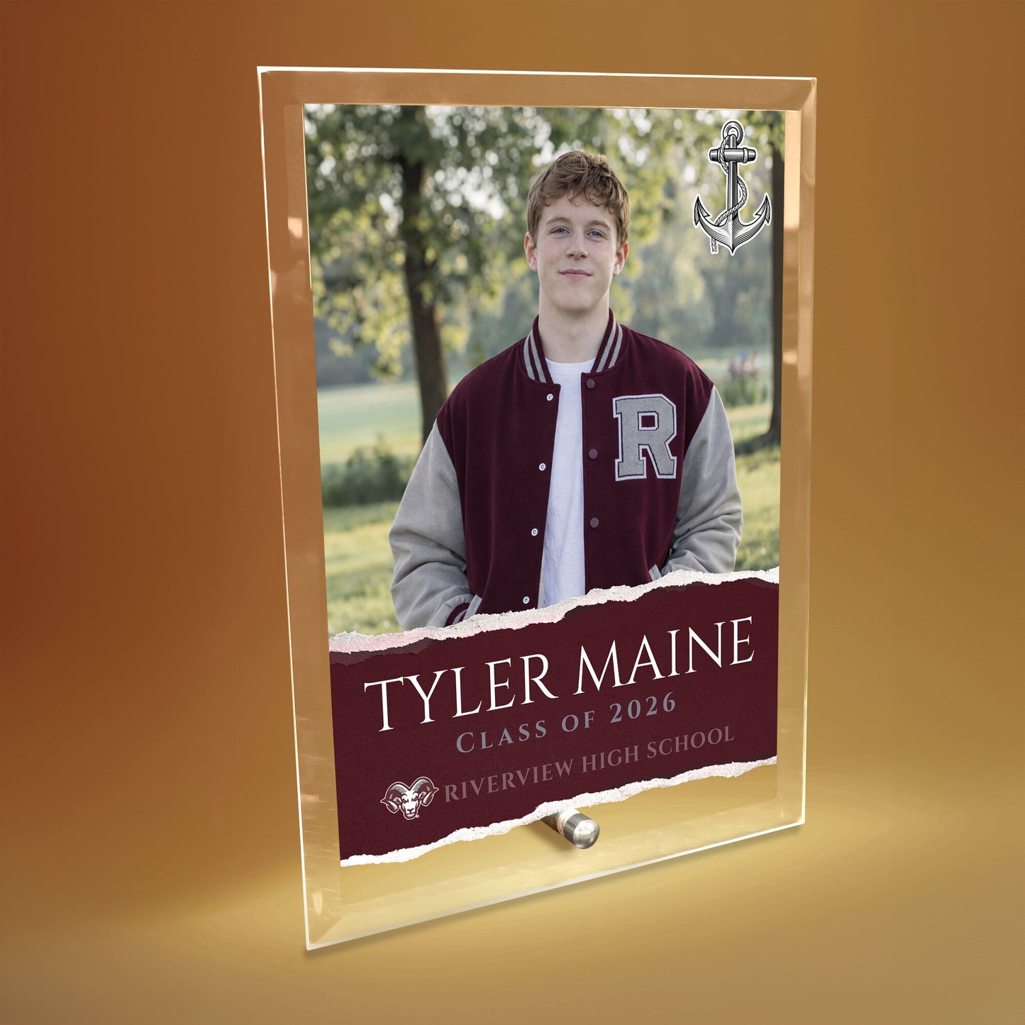 Riverview High School Glass Plaque Design 3