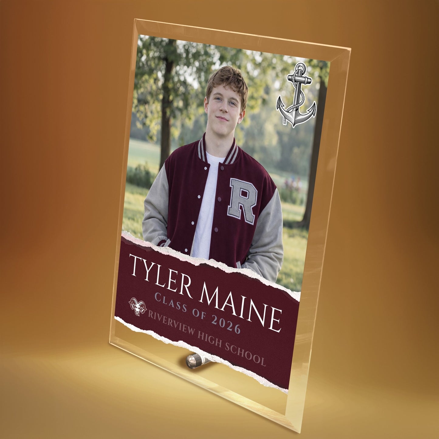 Riverview High School Glass Plaque Design 3