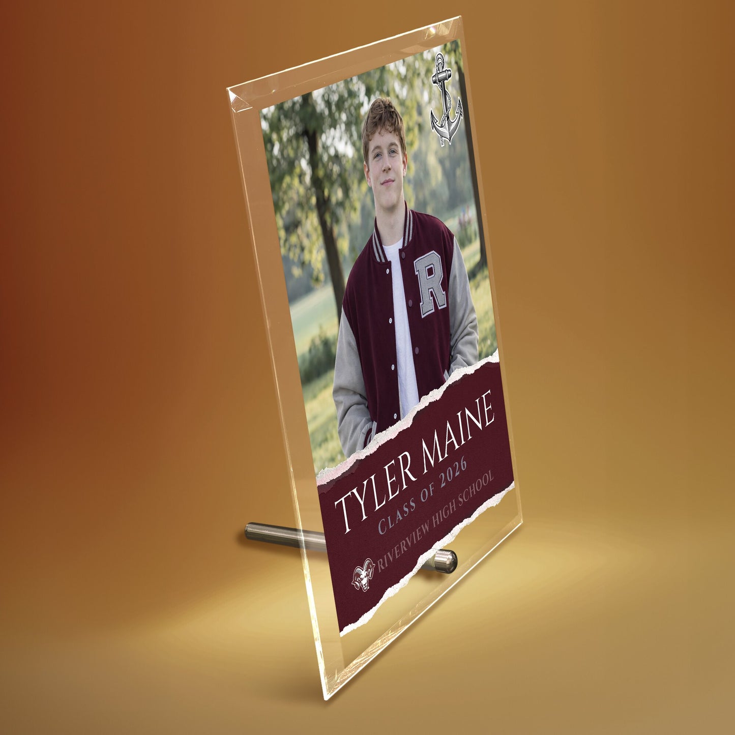 Riverview High School Glass Plaque Design 3