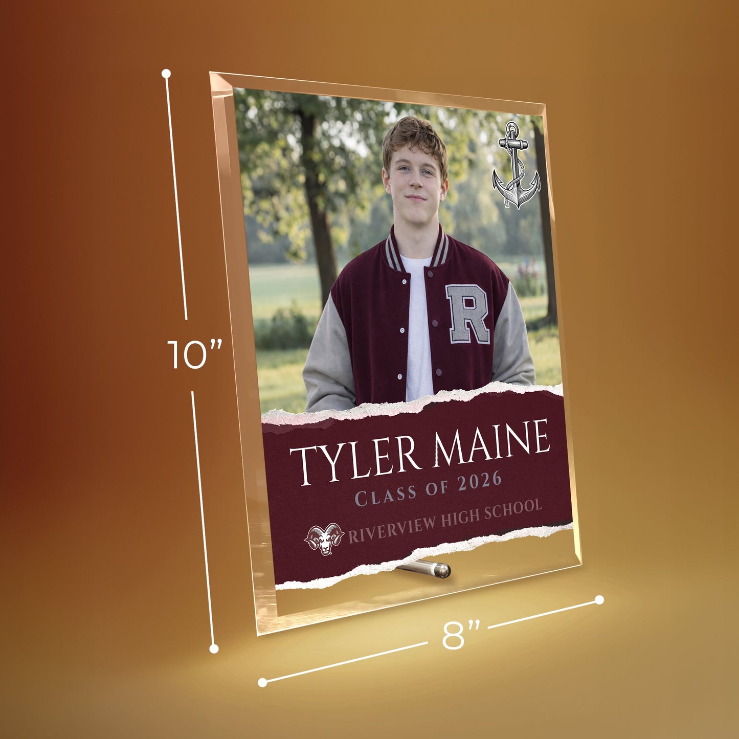 Riverview High School Glass Plaque Design 3
