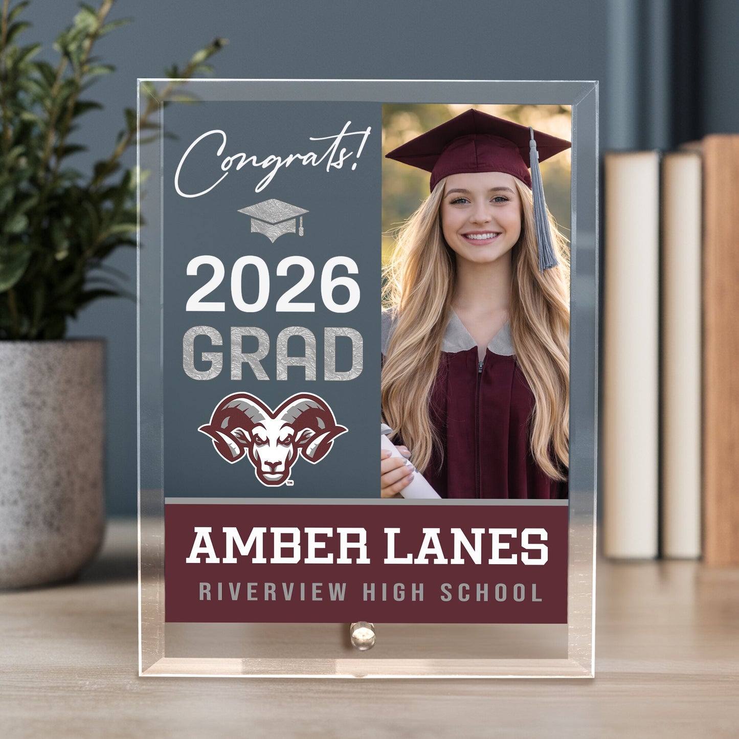 Riverview High School Glass Plaque Design 4