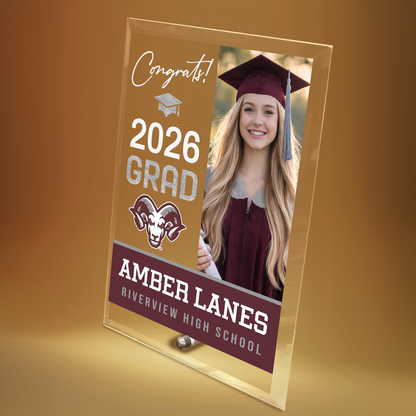 Riverview High School Glass Plaque Design 4