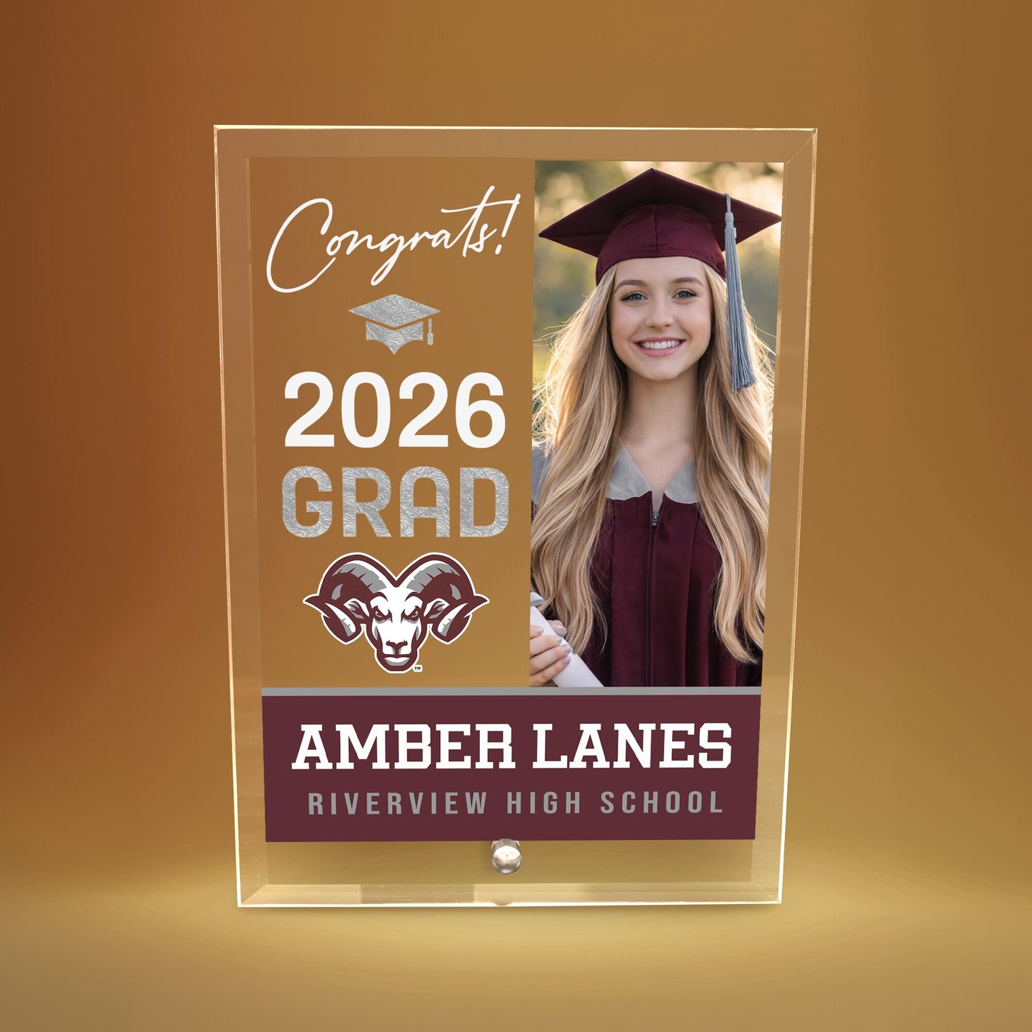 Riverview High School Glass Plaque Design 4