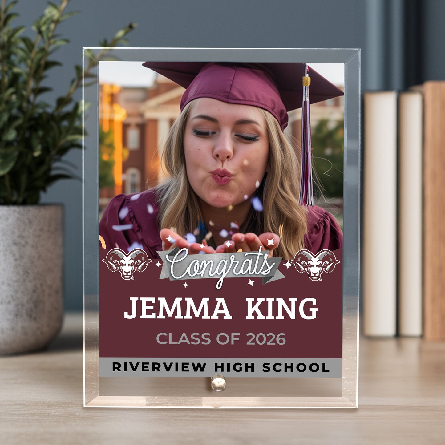 Riverview High School Glass Plaque Design 6