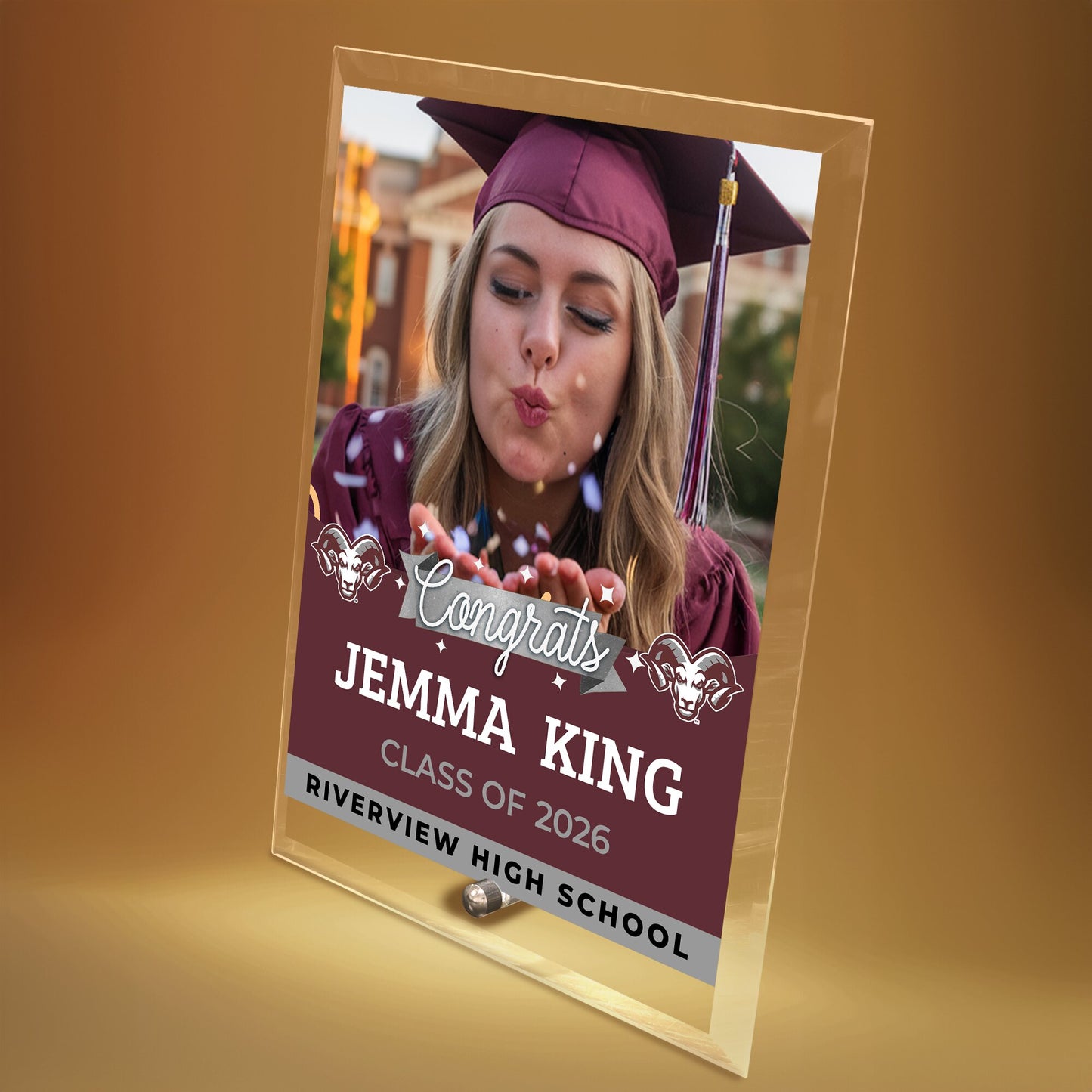 Riverview High School Glass Plaque Design 6