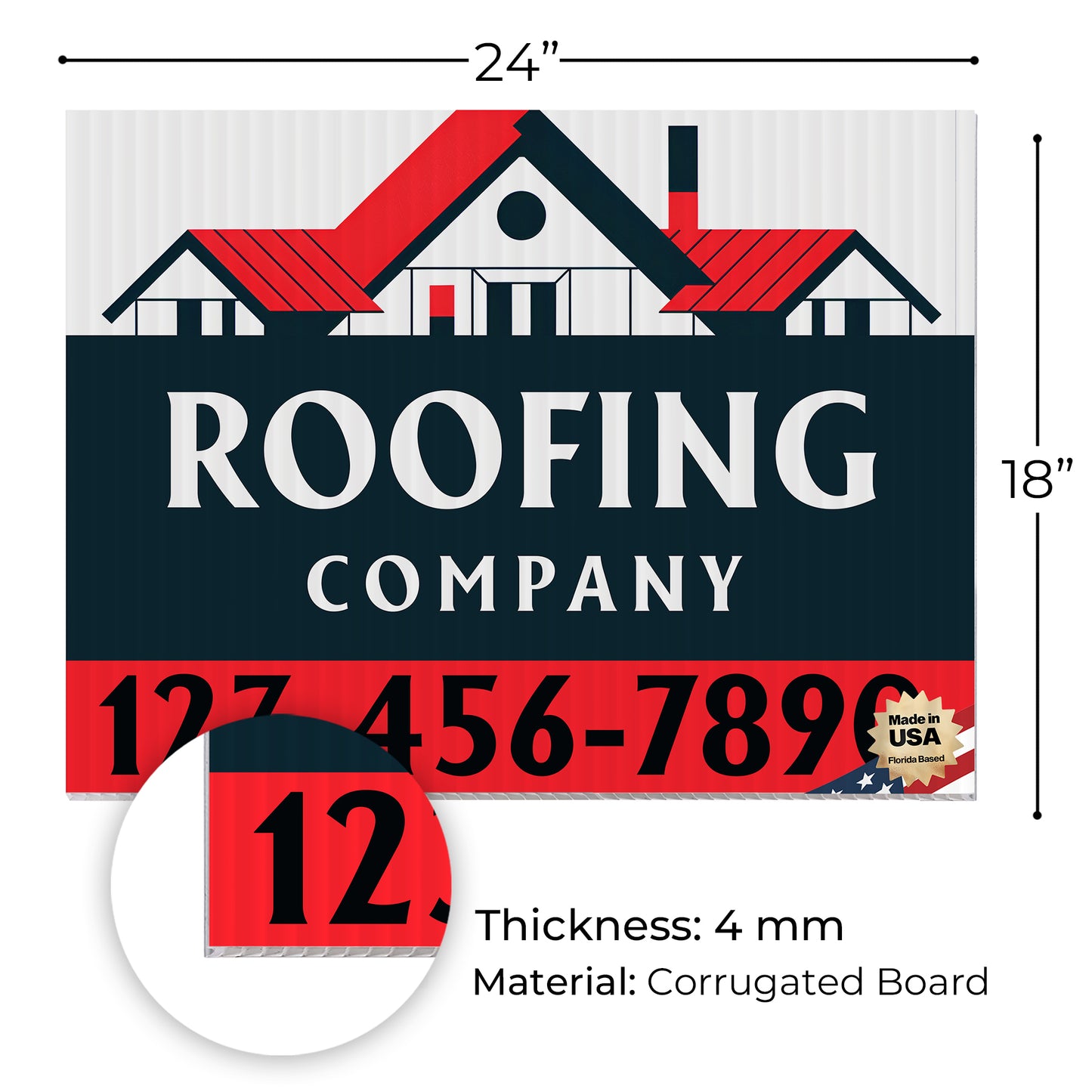 Roofing Services Yard Sign Design 2 -  BFS-RS-24x18-DS-D2-BFS-RS-24x18-SS-D2