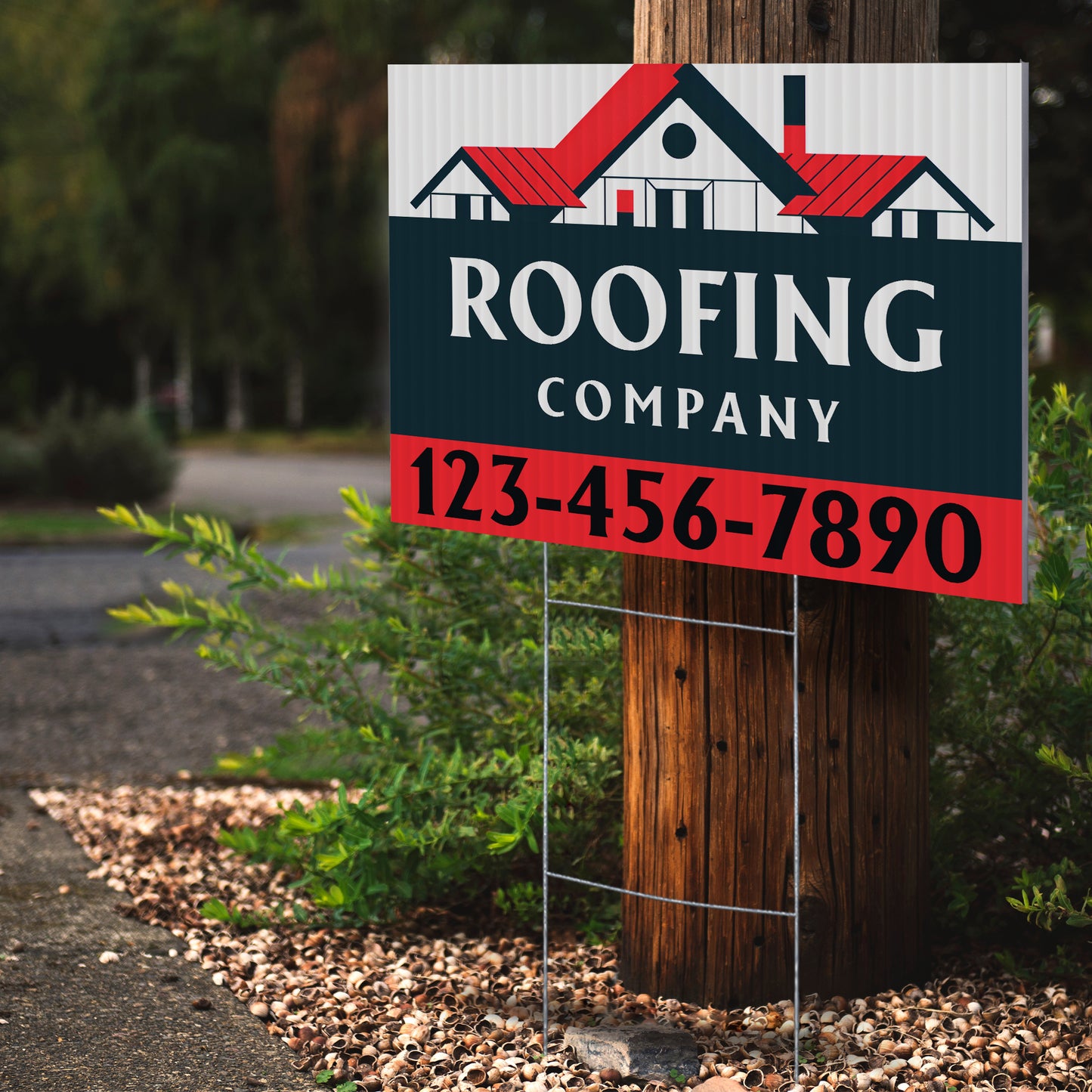 Roofing Services Yard Sign Design 2 -  BFS-RS-24x18-DS-D2-BFS-RS-24x18-SS-D2