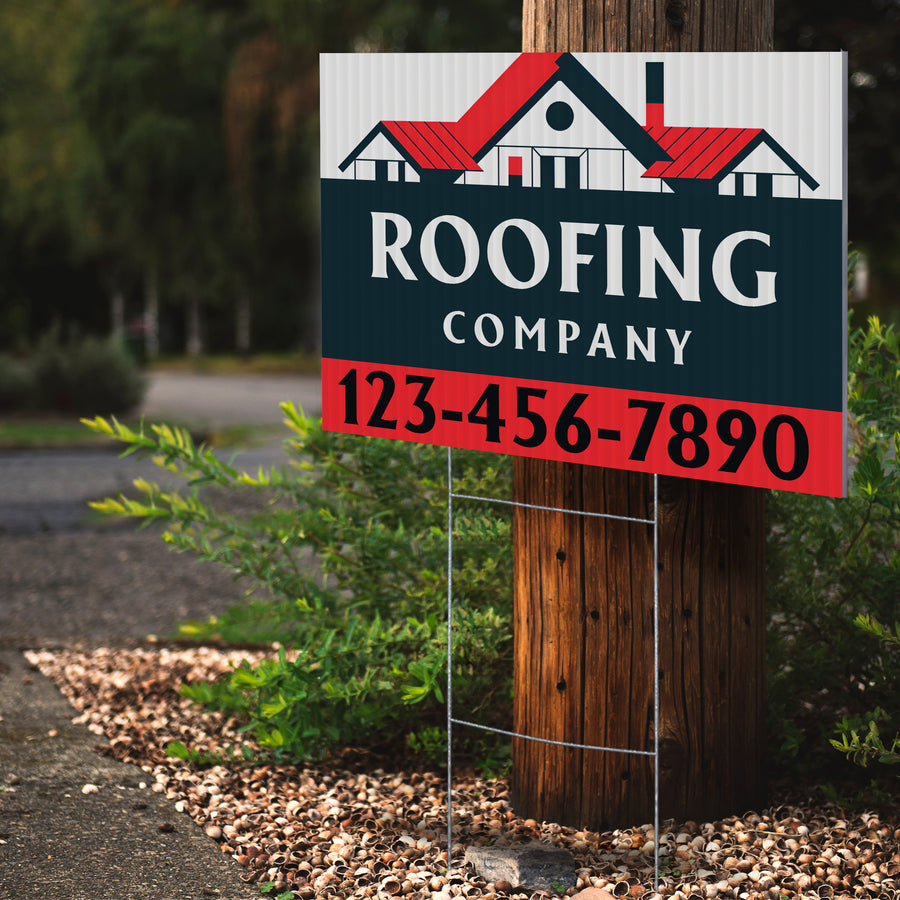 Roofing Services Yard Sign Design 2 -  BFS-RS-24x18-DS-D2-BFS-RS-24x18-SS-D2
