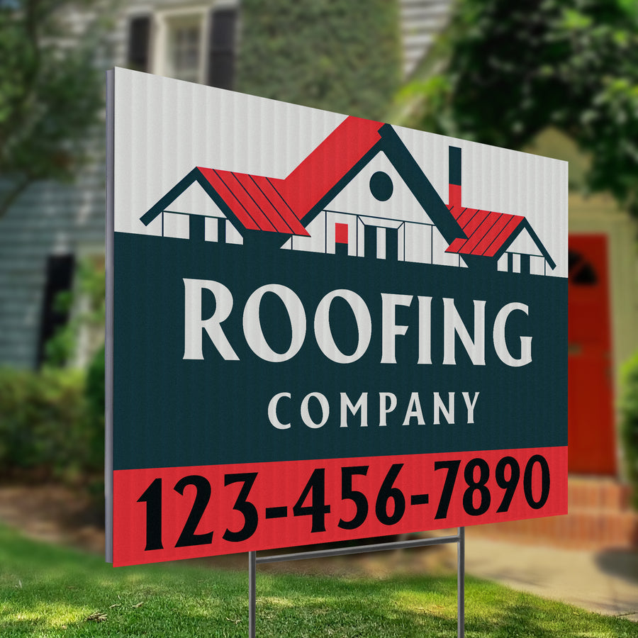 Roofing Services Yard Sign Design 2 -  BFS-RS-24x18-DS-D2-BFS-RS-24x18-SS-D2