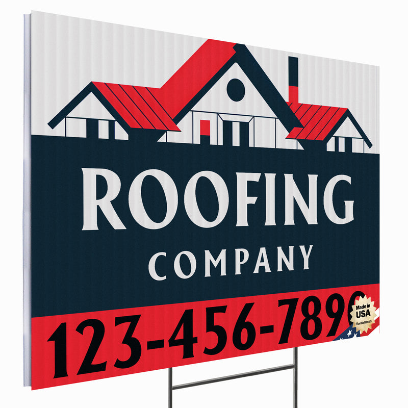 Roofing Services Yard Sign Design 2 -  BFS-RS-24x18-DS-D2-BFS-RS-24x18-SS-D2