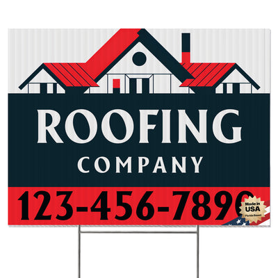 Roofing Services Yard Sign Design 2 -  BFS-RS-24x18-DS-D2-BFS-RS-24x18-SS-D2