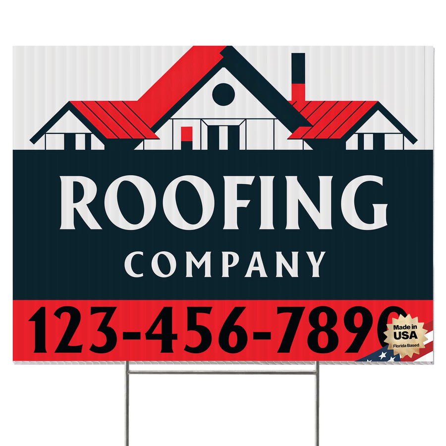 Roofing Services Yard Sign Design 2 -  BFS-RS-24x18-DS-D2-BFS-RS-24x18-SS-D2