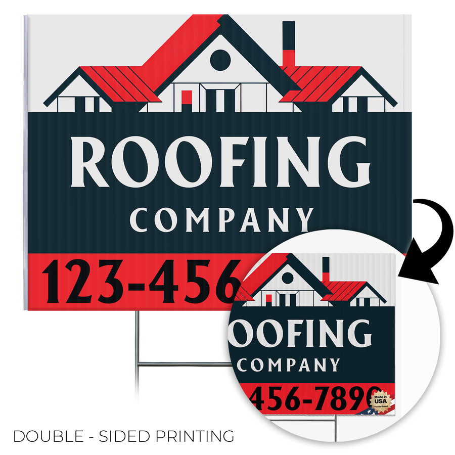 Roofing Services Yard Sign Design 2 -  BFS-RS-24x18-DS-D2-BFS-RS-24x18-SS-D2