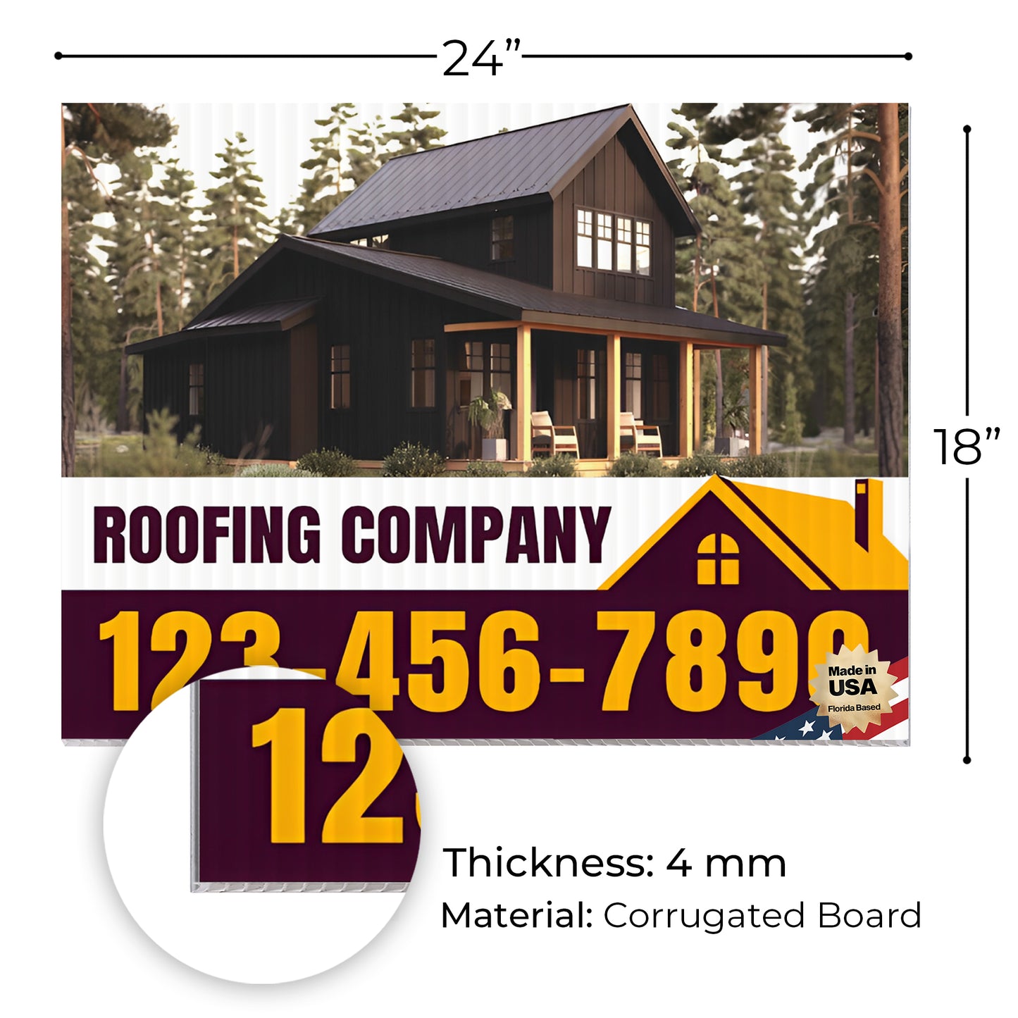 Roofing Services Yard Sign Design 3 -  BFS-RS-24x18-DS-D3-BFS-RS-24x18-SS-D3