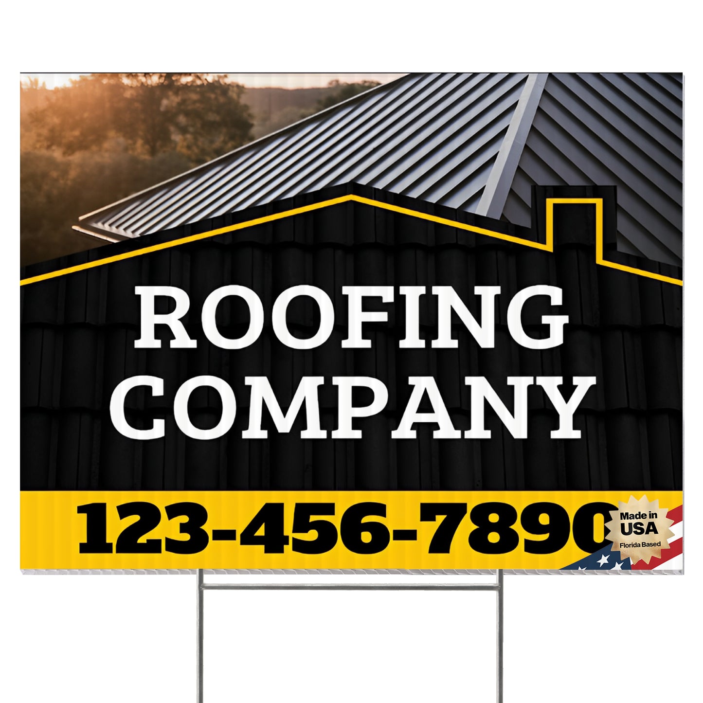 Roofing Services Yard Sign Design 4 -  BFS-RS-24x18-DS-D4-BFS-RS-24x18-SS-D4