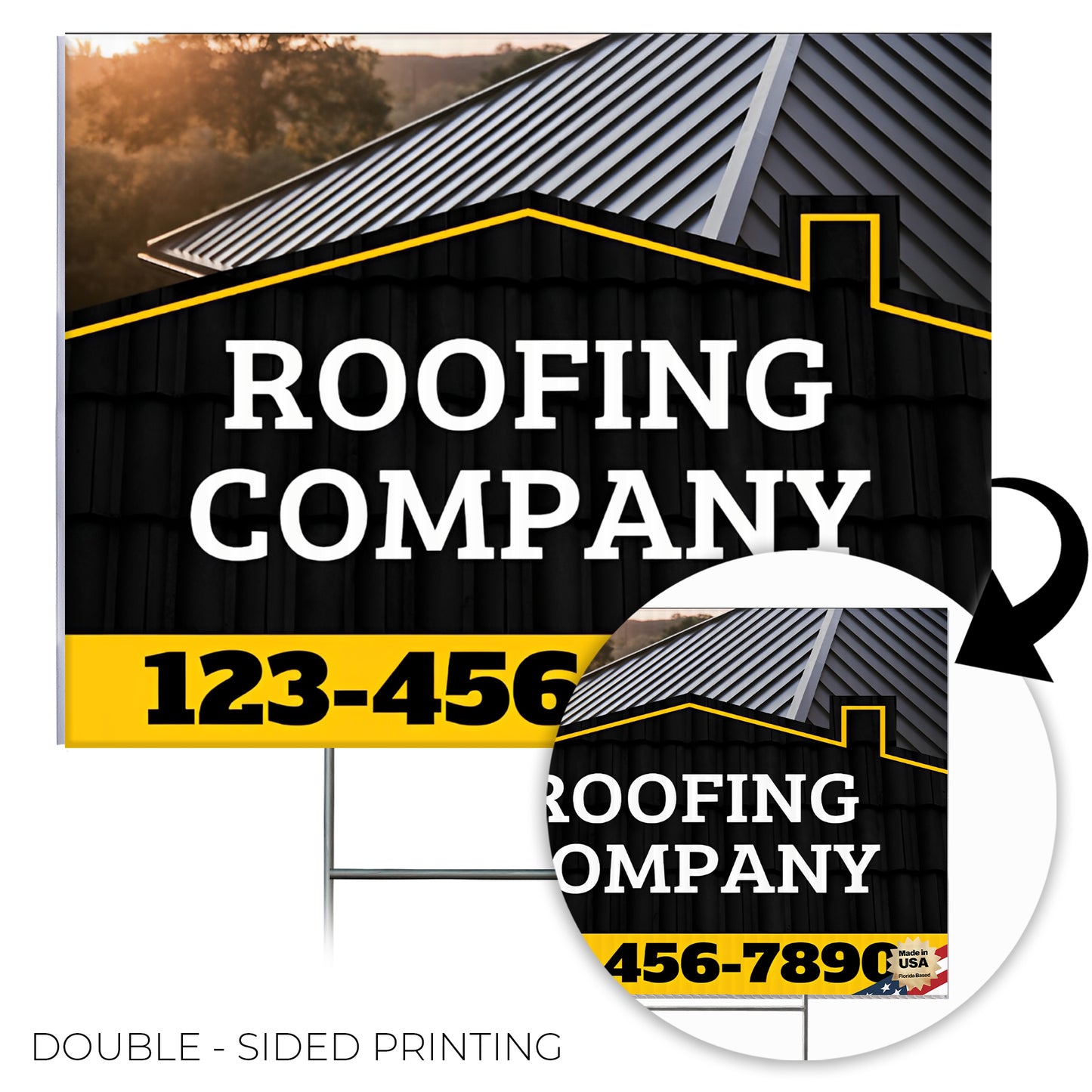 Roofing Services Yard Sign Design 4 -  BFS-RS-24x18-DS-D4-BFS-RS-24x18-SS-D4