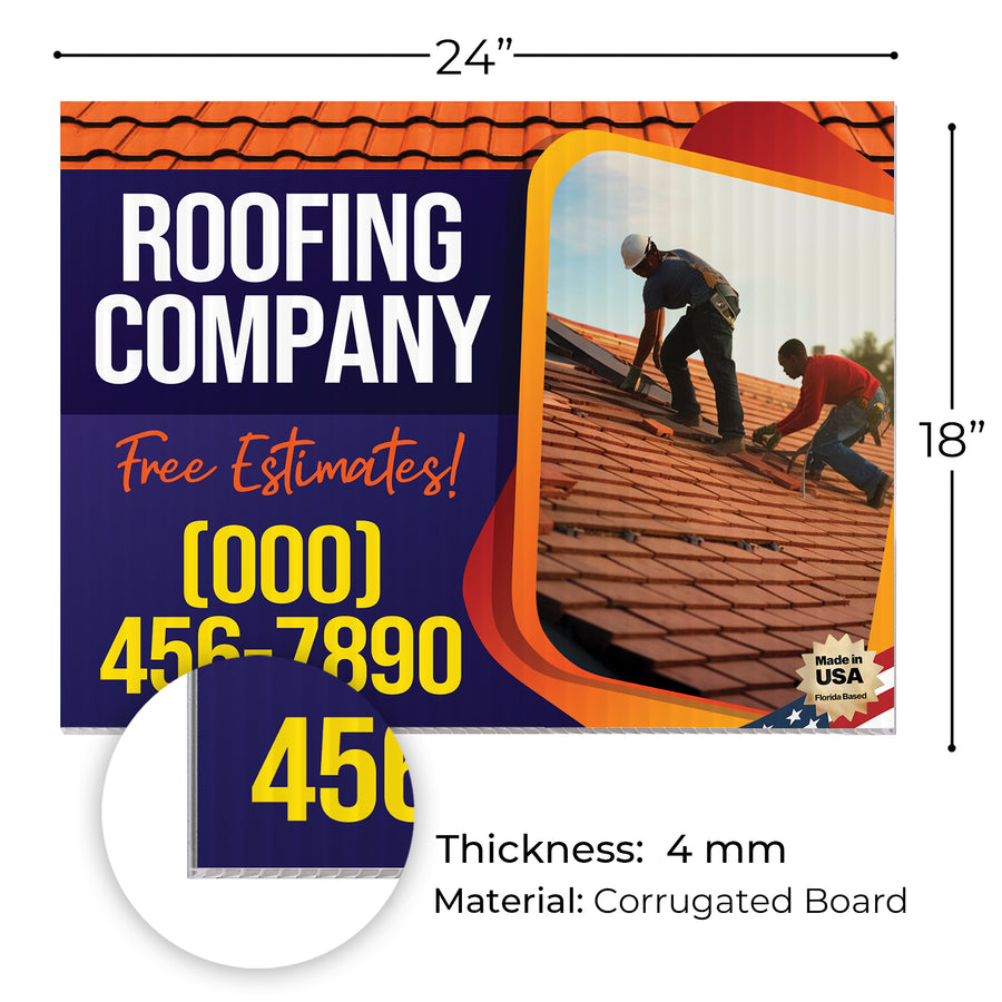 Roofing Services Yard Sign Design 7 -  BFS-RS-24x18-DS-D7-BFS-RS-24x18-SS-D7