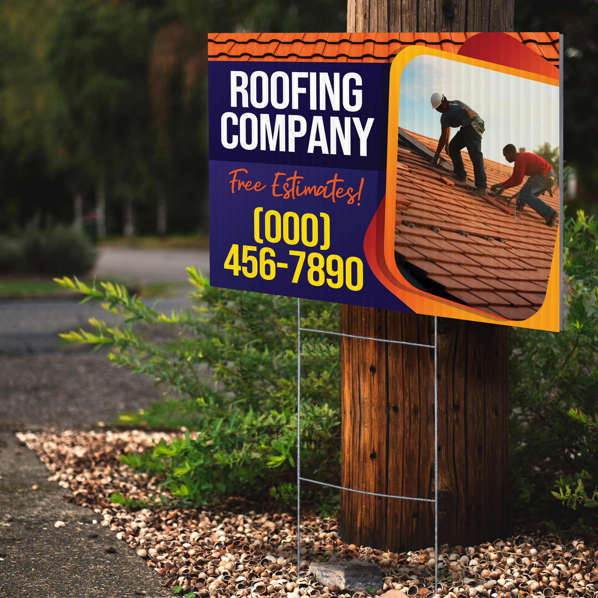 Roofing Services Yard Sign Design 7 -  BFS-RS-24x18-DS-D7-BFS-RS-24x18-SS-D7