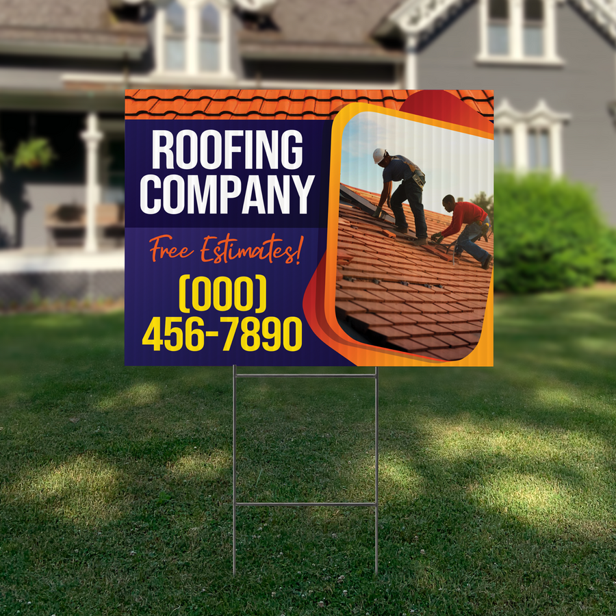 Roofing Services Yard Sign Design 7 -  BFS-RS-24x18-DS-D7-BFS-RS-24x18-SS-D7