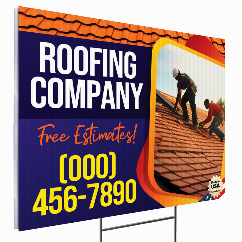 Roofing Services Yard Sign Design 7 -  BFS-RS-24x18-DS-D7-BFS-RS-24x18-SS-D7