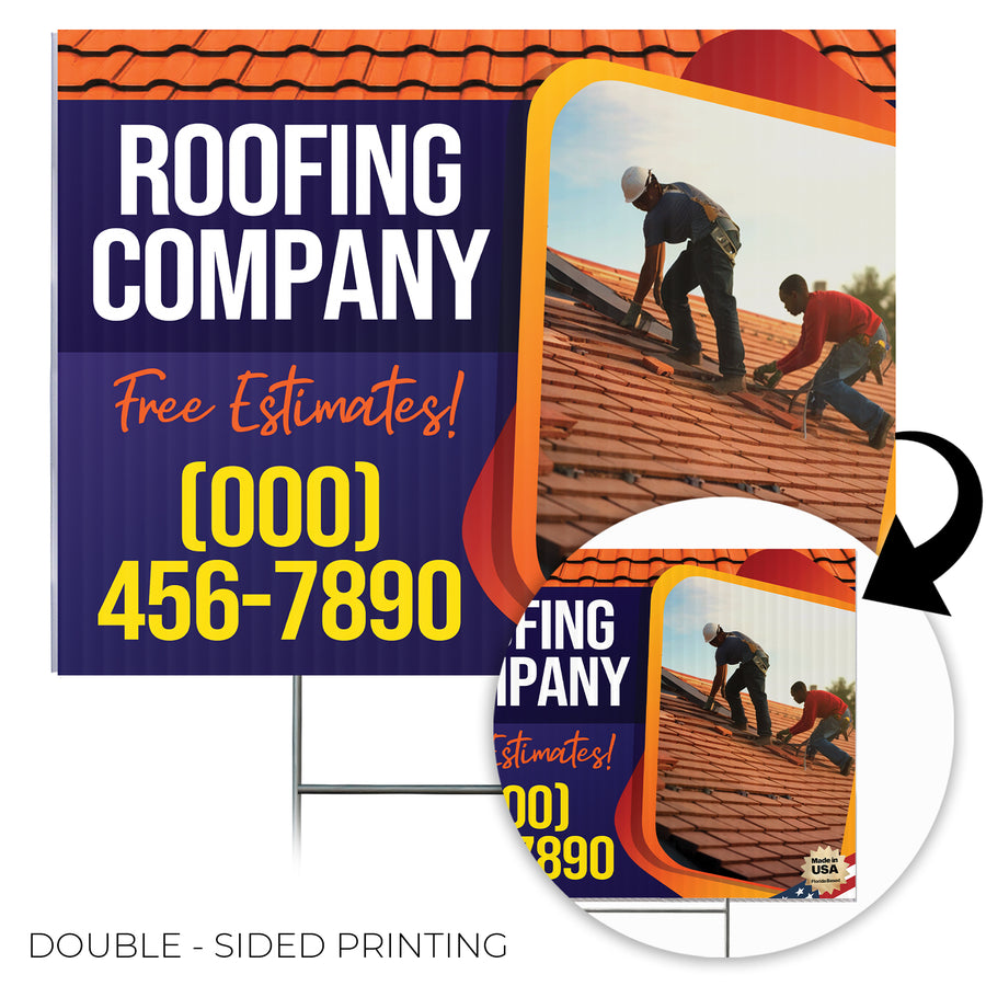 Roofing Services Yard Sign Design 7 -  BFS-RS-24x18-DS-D7-BFS-RS-24x18-SS-D7