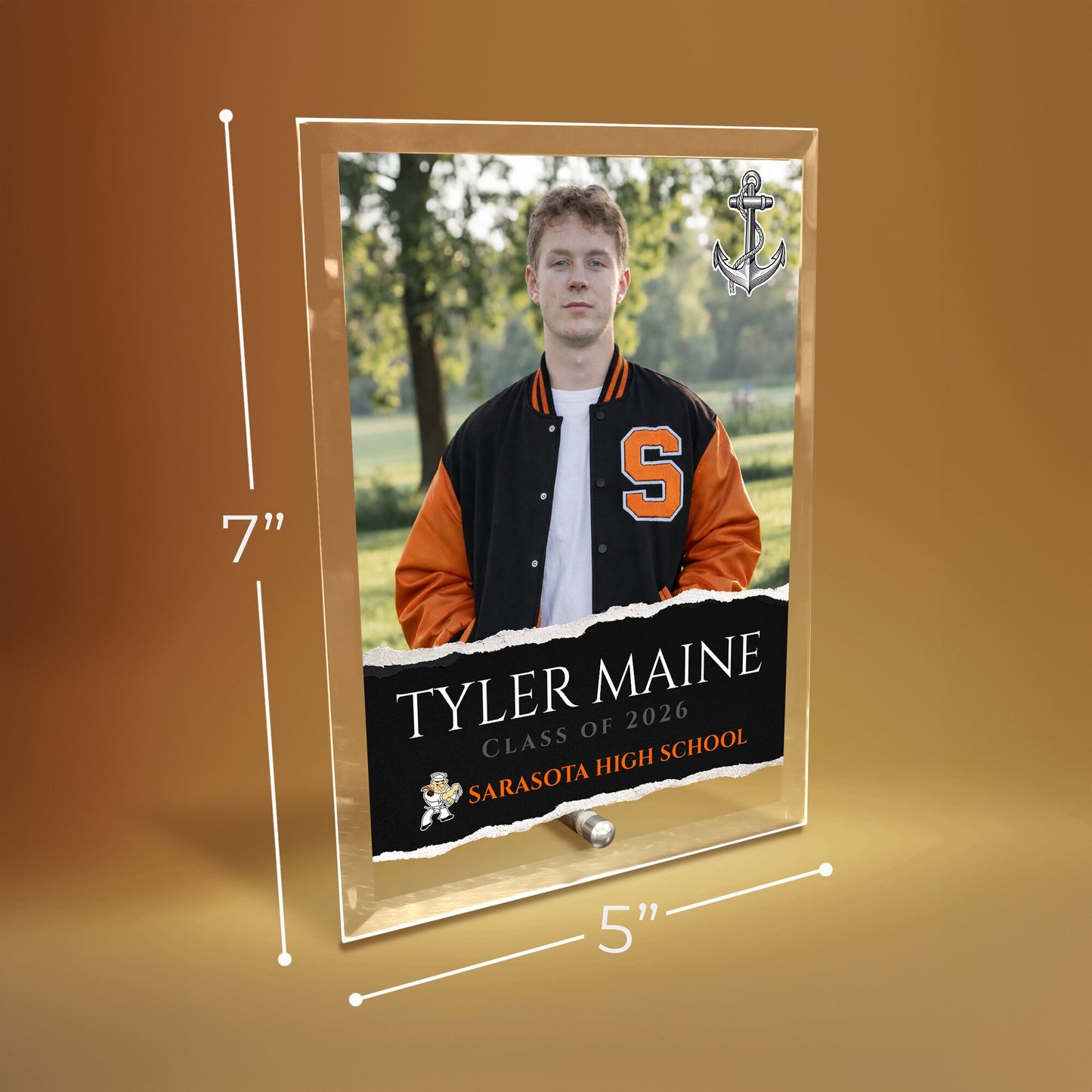 Sarasota High School Glass Plaque Design 3