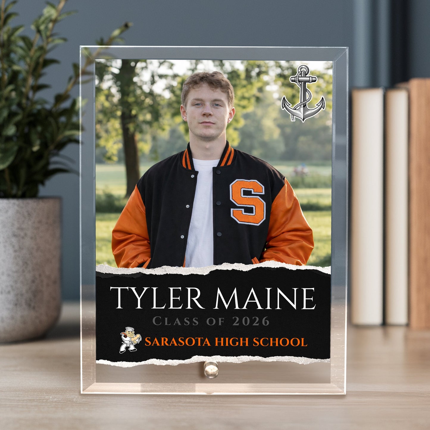 Sarasota High School Glass Plaque Design 3