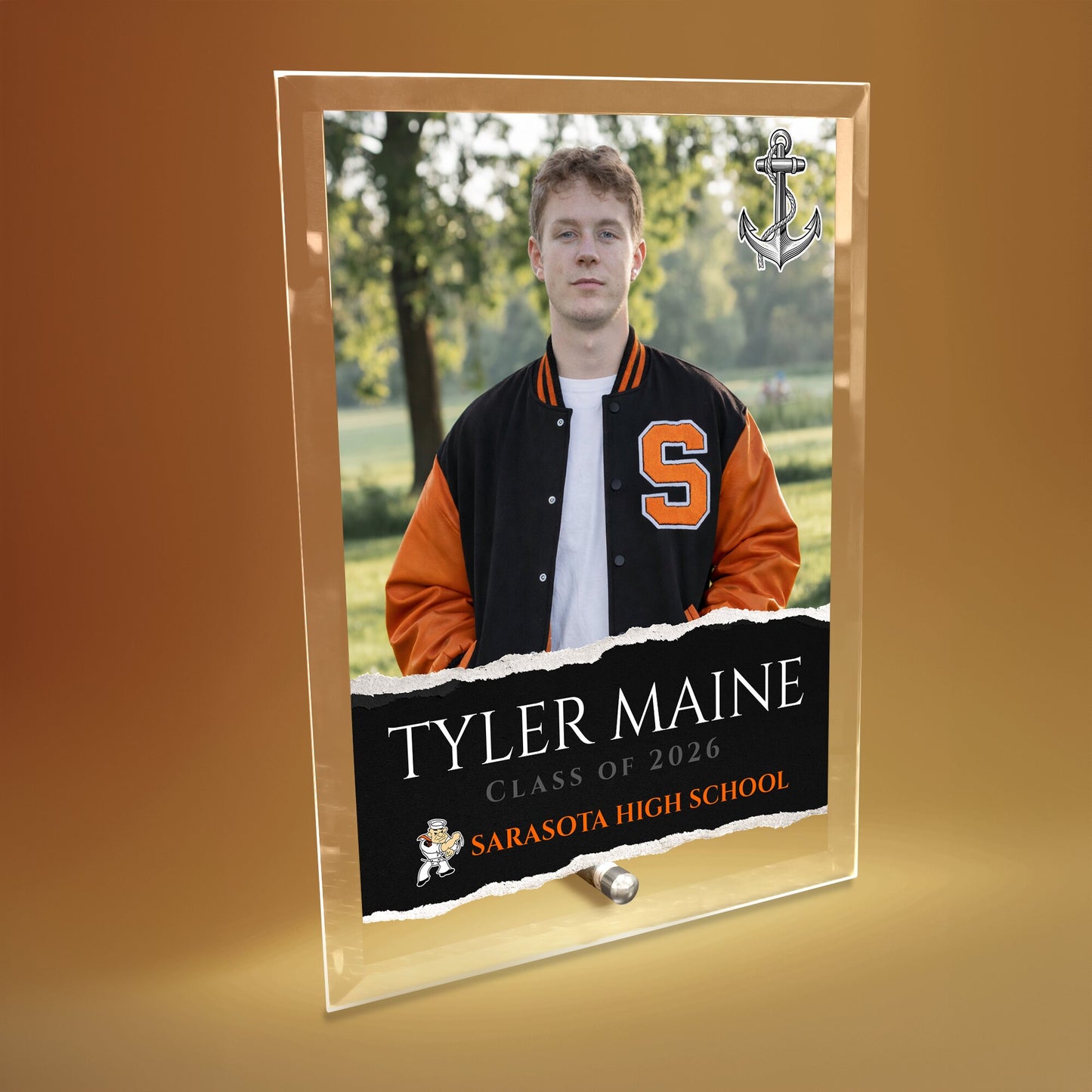 Sarasota High School Glass Plaque Design 3