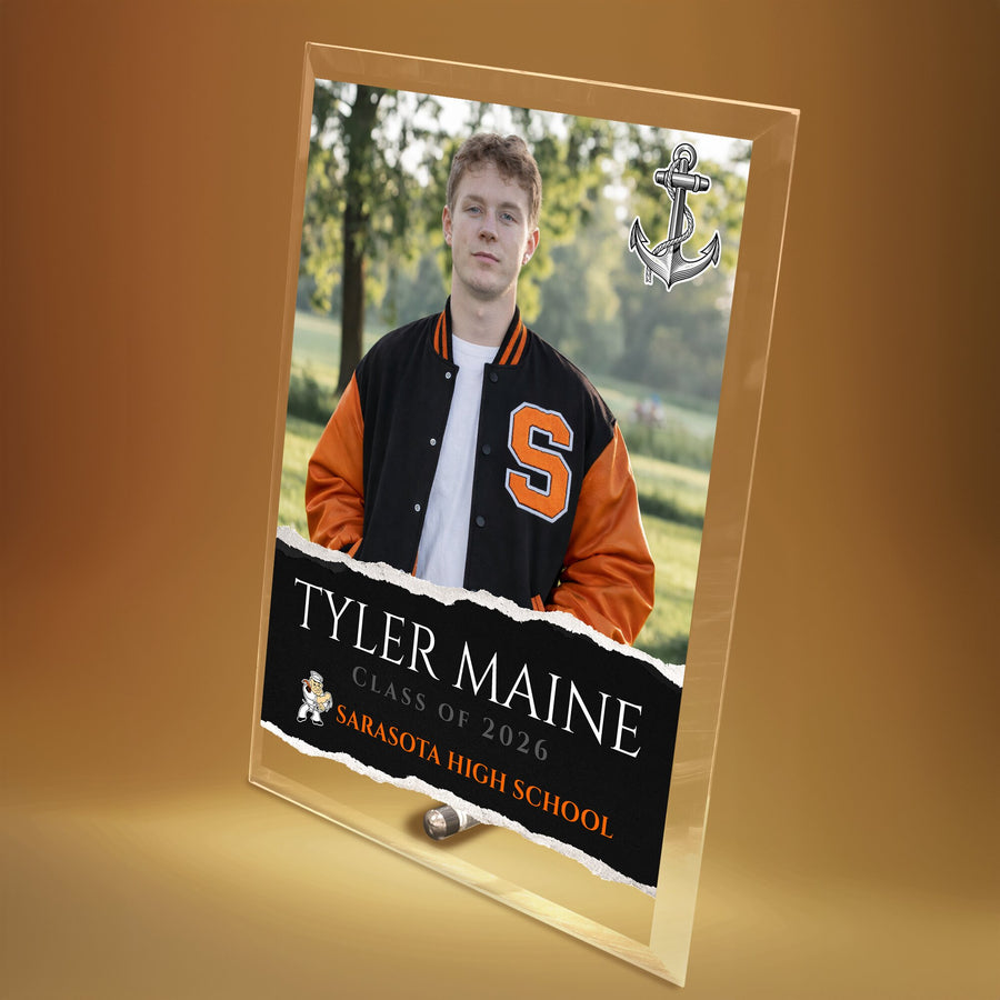 Sarasota High School Glass Plaque Design 3