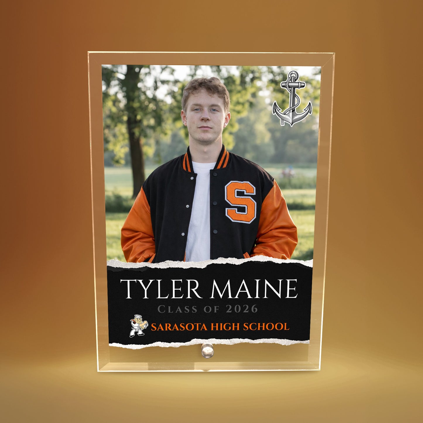 Sarasota High School Glass Plaque Design 3