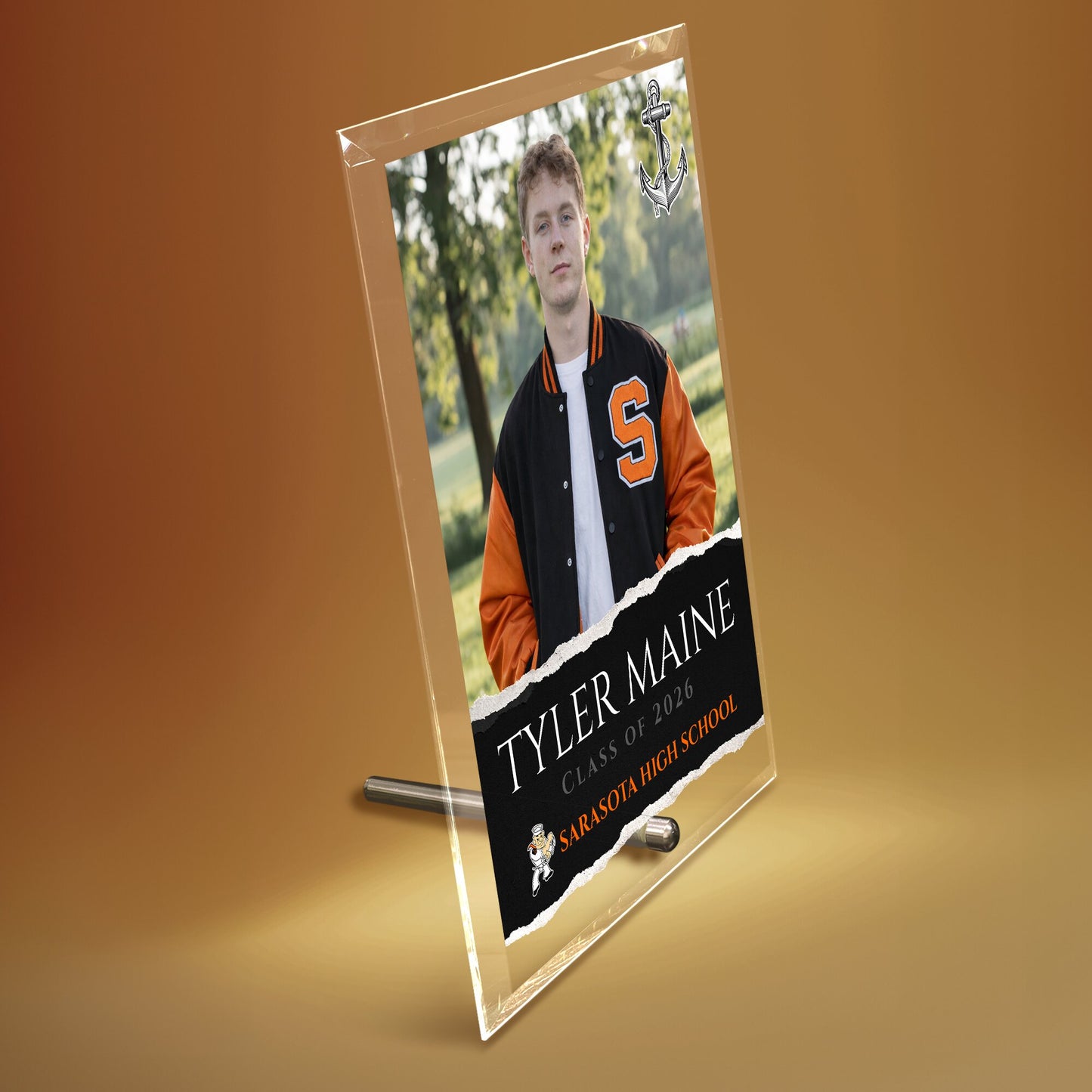Sarasota High School Glass Plaque Design 3