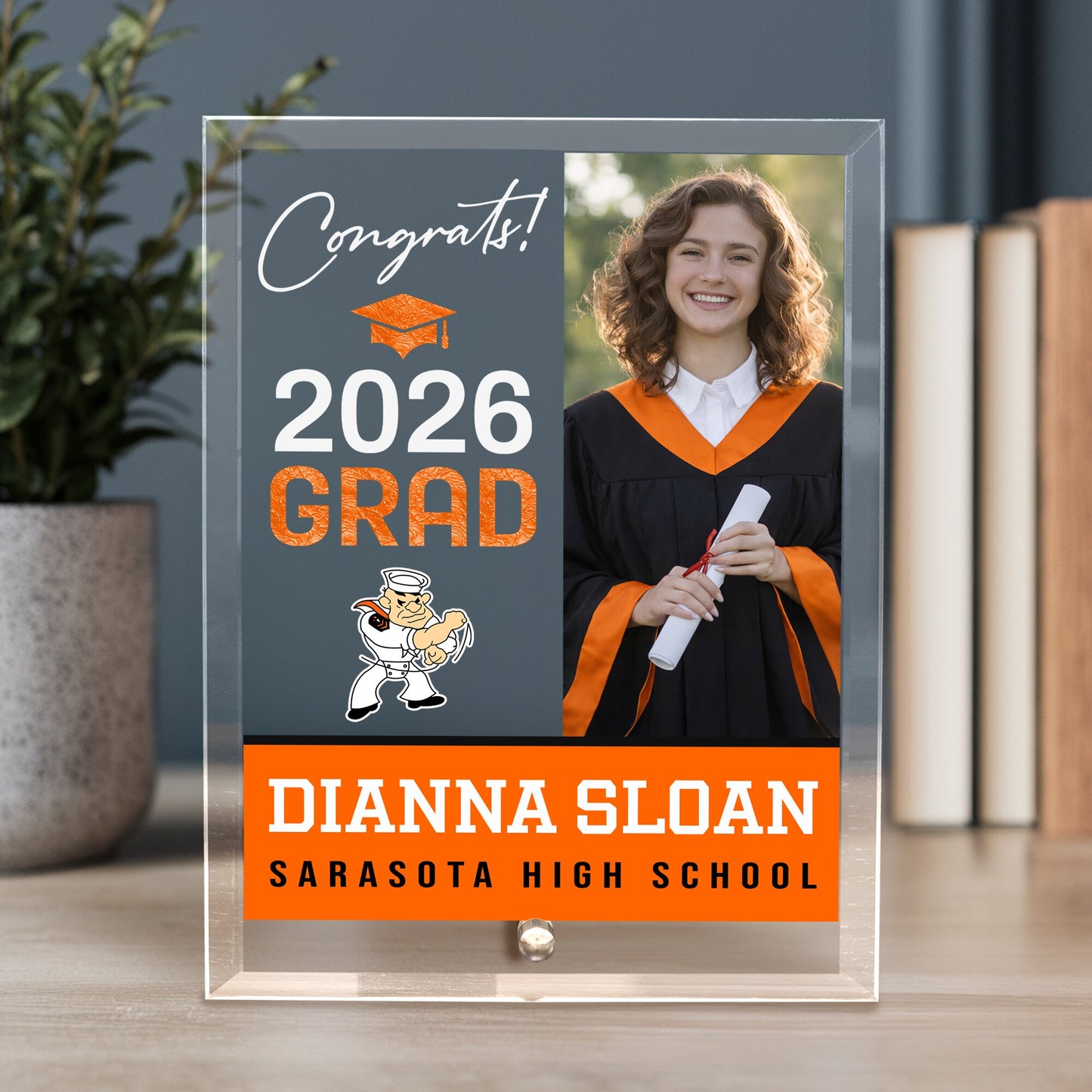 Sarasota High School Glass Plaque Design 4