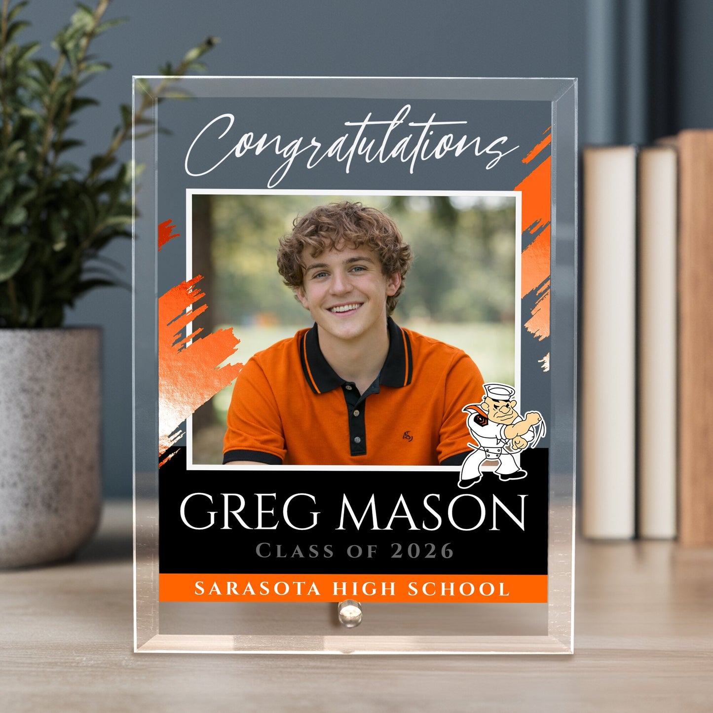 Sarasota High School Glass Plaque Design 5