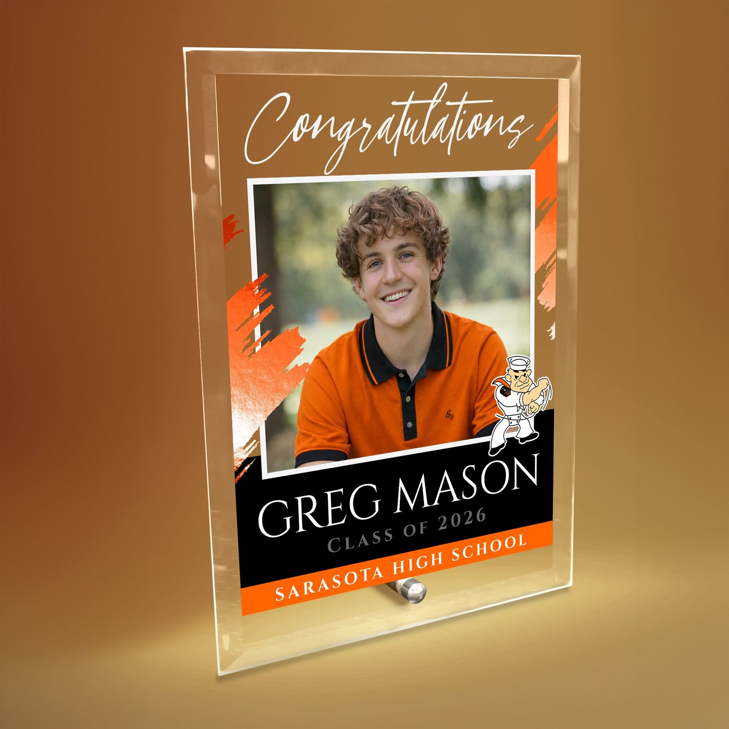 Sarasota High School Glass Plaque Design 5
