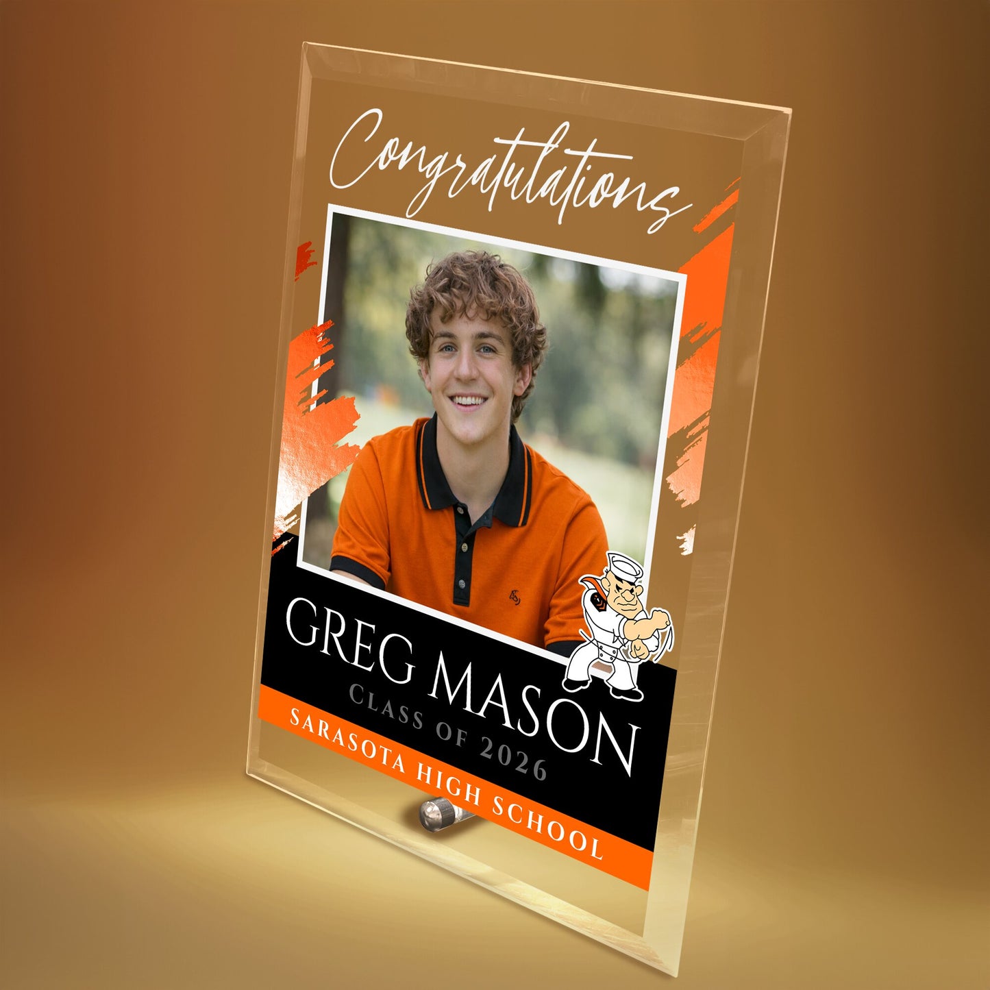 Sarasota High School Glass Plaque Design 5