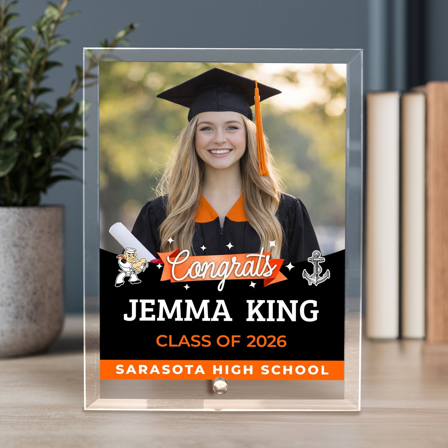 Sarasota High School Glass Plaque Design 6