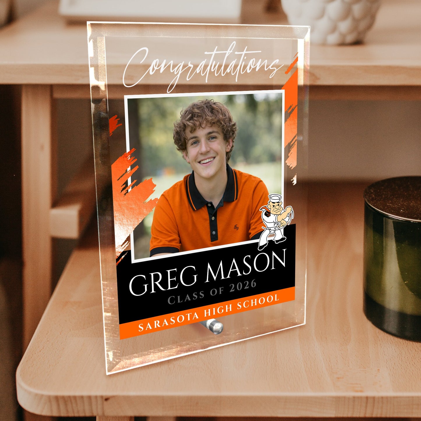 Sarasota High School Glass Plaque Design 6