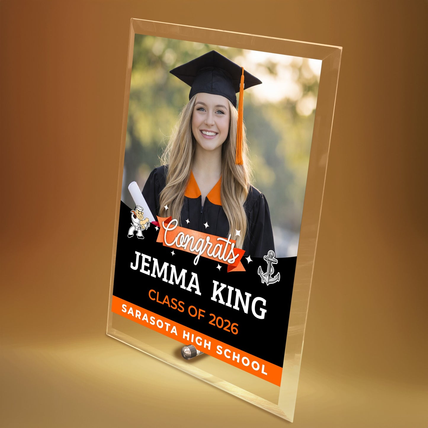 Sarasota High School Glass Plaque Design 6