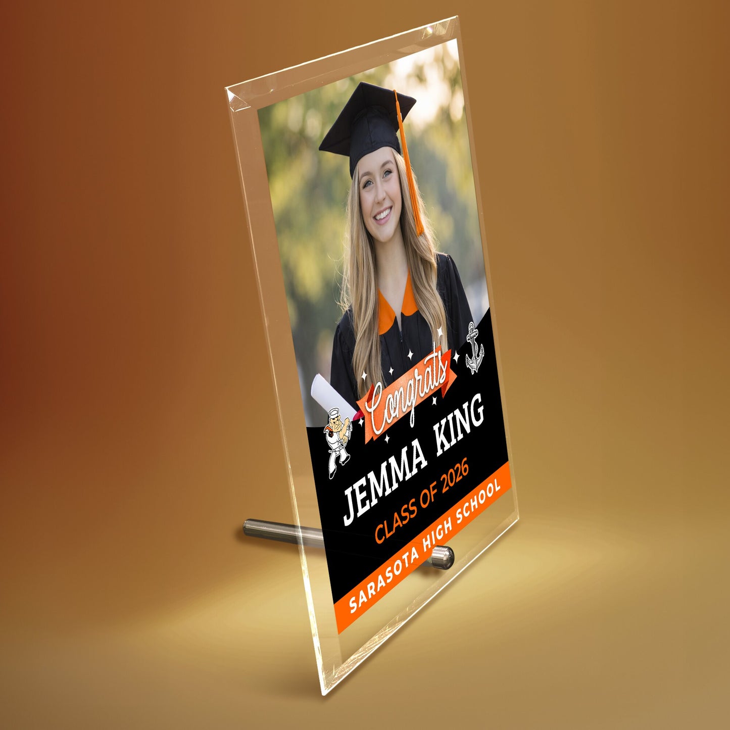 Sarasota High School Glass Plaque Design 6